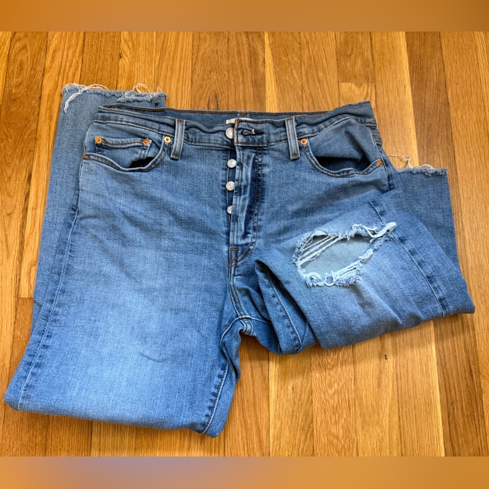 Levi's Wedgie Straight Leg Distressed Jeans